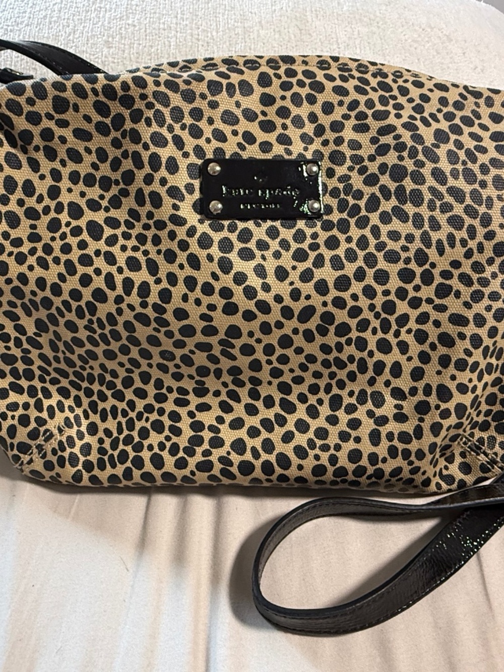 Kate Spade New York Animal Print Canvas Crossbody Bag Black Tan